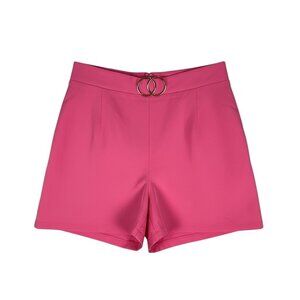 Pink Tailored Mini Skort Straight Fit Gold Ring Detail Size Small